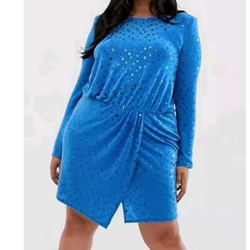 Flounce London Midi Cobalt Blue sequined dress size 4